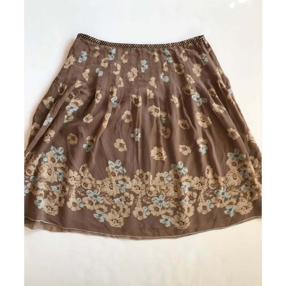 The Limited Women’s Taupe Floral Print A-Line Silk Skirt Size 10